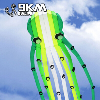 15m Large Octopus Kite Green Single Line Soft Kite 30D Ripstop Polyester Fabric 