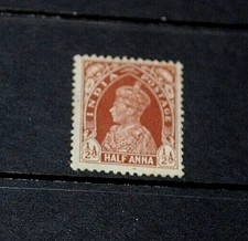 INDIA 1937 1/2A BROWN KING GEORGE  ISSUE IN FINE M H