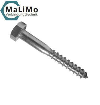 Holzschrauben Sechskant DIN 571 Edelstahl V2A A2 5mm - 12mm Schlüsselschrauben