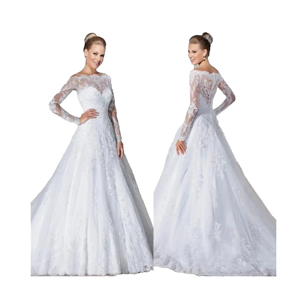 Long Sleeve Lace Halter Neck Wedding Dresses