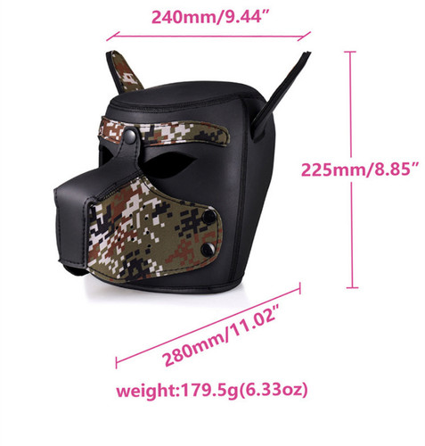 Padded Latex Rubber Role Play Dog Mask Puppy Cosplay Full Head for Couples BDSM - Picture 8 of 30
