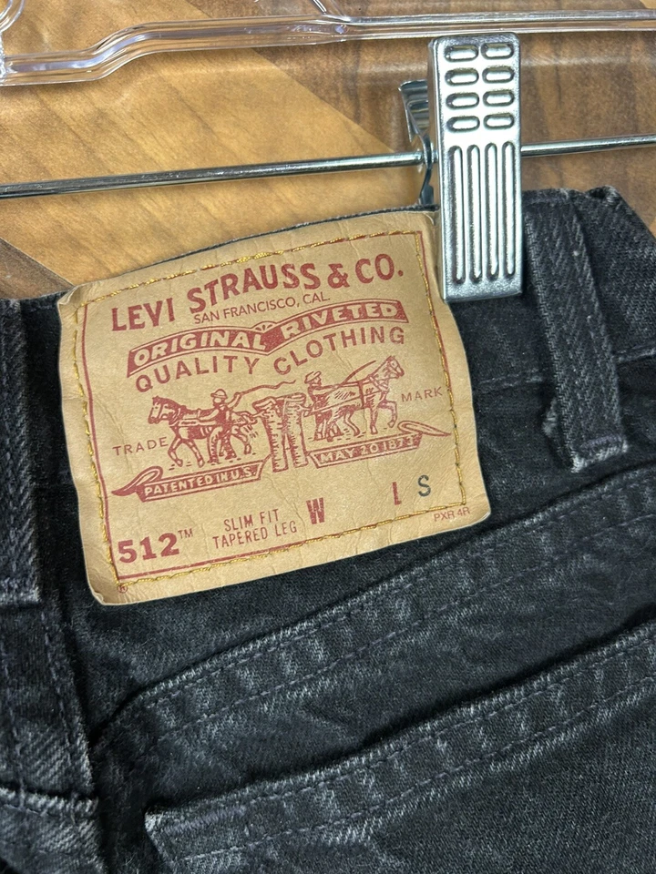 VTG 80s LEVI'S 512 Jeans Black Junior High Waist Tapered Size 3 Short Red Tag - Image 3 of 4