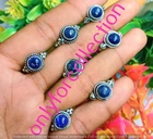 Gift Lapis Lazuli Gemstone Rings 925 Sterling Silver Plated Wholesale Rings Lot