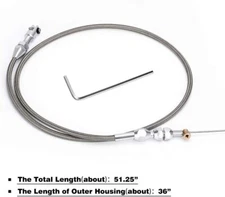 36" Braided Throttle Cable Kit Compatible with 97-07 Chevrolet/Chevy LS1 Engine