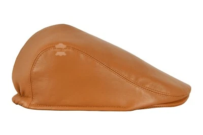 REAL LEATHER New Design Men Leather Ivy Cap Dark Tan Nappa Golf Bunnet Newsboy Flat Gatsby