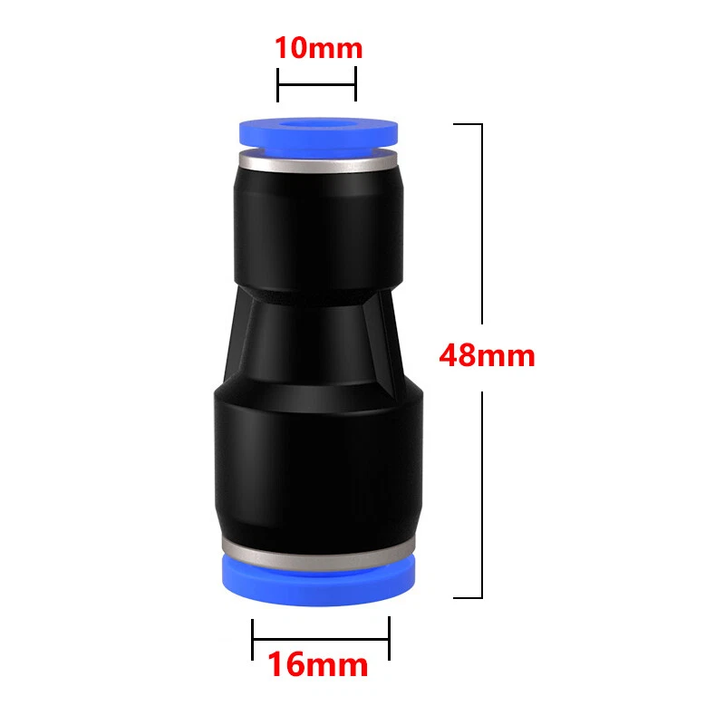Pneumatic Push To Connect Air Fitting Straight Reducer Tube OD 16mm to 10mm 5PCS - Image 2 of 4