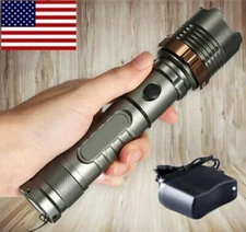 Rechargeable LED Flashlight Tactical Police Super Bright Torch Zoomable