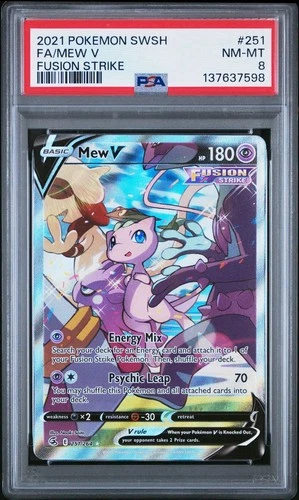 2021 Pokemon Fusion Strike #251 Full Art Mew V PSA 8 Card NM-MINT Trusted Seller