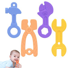 Fu Store 4 Pack Soft Silicone Teething Toys for 0-12 Months 6-24 Months Toddlers