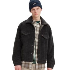 Levis Mens Cozy Vintage Relaxed Fit Sherpa Trucker Jacket Black 57702-0002 M