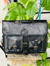 Handmade Men  s Vintage Genuine Leather Messenger Shoulder Laptop Briefcase Bag