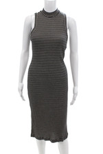 Madewell Womens Cotton High Neck Sleeveless Stripe Casual Dress White Size S