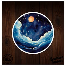 Night Sky Stars Moon - Vinyl Decal Sticker - Car Window Laptop - ebn9712