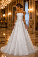  SIZE 8 WEDDING GOWN DRESS WHITE STRAPLESS OR SPAGHETTI  STRAPS BEADS PEARLS NEW