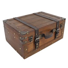 Wood Storage Trunk Exquisite Craftsmanship Distressed Large Capacity Wooden Box