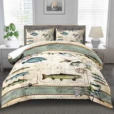 Fish Comforter Set Twin,Nautical Bedding Set Twin for Boy,Ocean Bedding Strip...