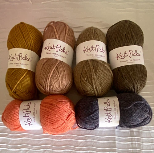 Knit Picks Wool of the Andes Worsted Wool Yarn Multicolor Lot of 6 Skeins - product listing photo