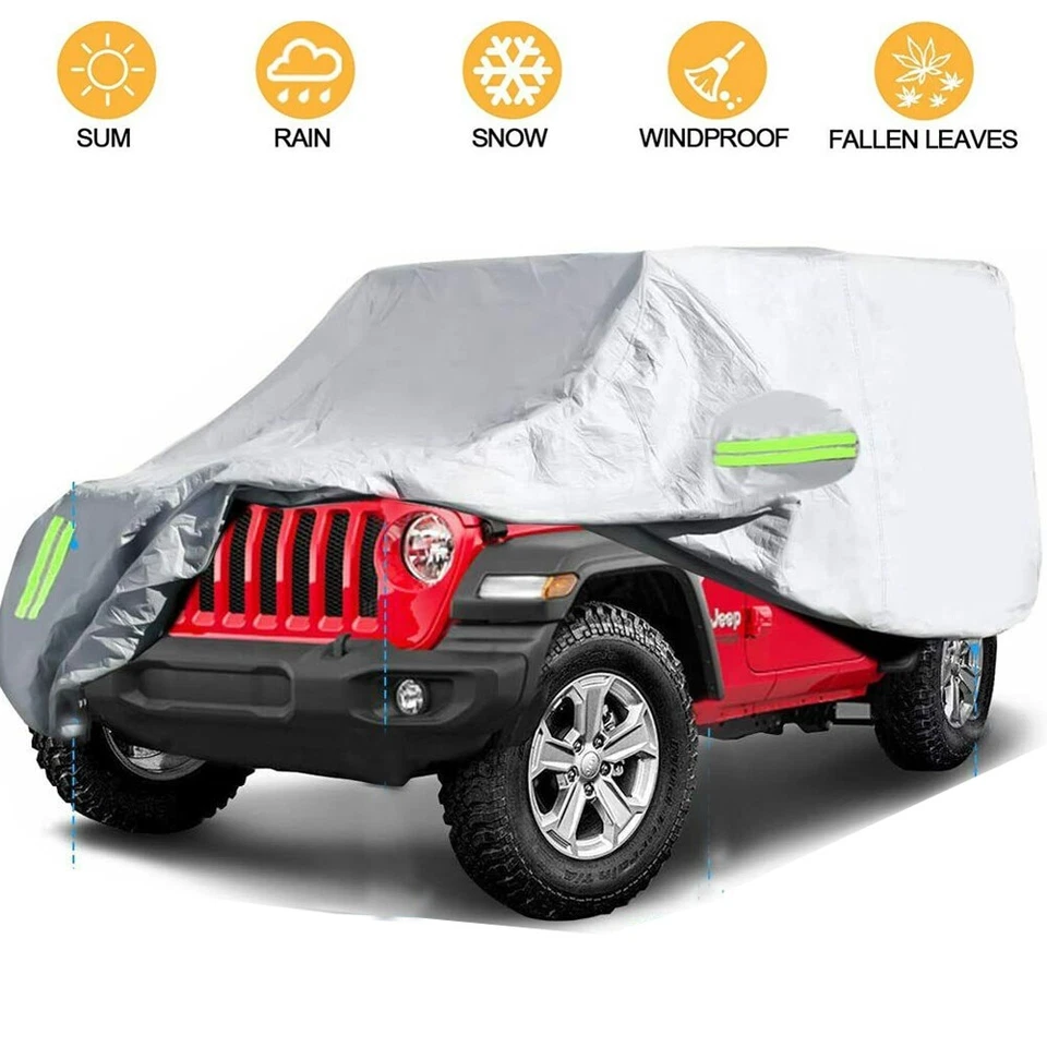 SUV Car Cover for Jeep Wrangler JK JL 2/4 door 2007-2023 Sun UV Rain Protection - Image 3 of 4