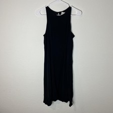 HD In Paris Dress Womens 8 Black Sleeveless Midi Ruffle Hem Tank Lined Flowy