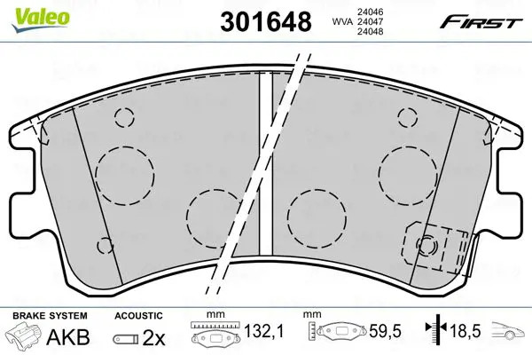 Brake pads Front Axle 301648 VALEO for MAZDA 6 Hatchback 6 Saloon
