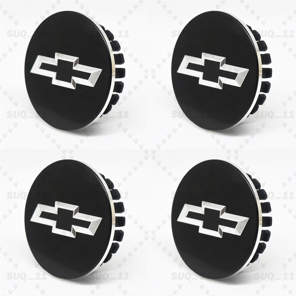 4X #9597550 Wheel Center Hub Caps Emblem Bowtie Badge 58mm 2.28'' Gloss Black Foto 3 de 3