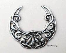 #4118 ANTIQUED .925 STERLING SILVER PLATED CELTIC CRESCENT COMPONENT- 1 Pc