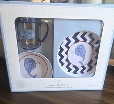New Pottery Barn Kids Feeding Set Plate, Bowl And Cup