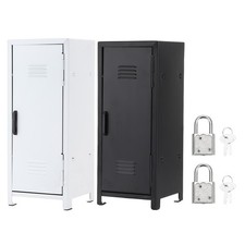 Mini Locker 4.3 x 10.8 Inch, 2 Pcs Small Locker with Lock Keys, White/Black