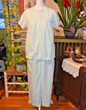 Vintage Barbizon Sleep Set Mint Green Pajama Set Lace Pintuck Size Small
