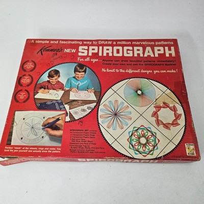 Vintage Kenner Spirograph Set Toys Drawing Graphics with open Refill Kit
