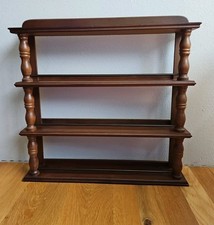 Vintage MCM Country Wood Spice Rack Shelf 3-T...