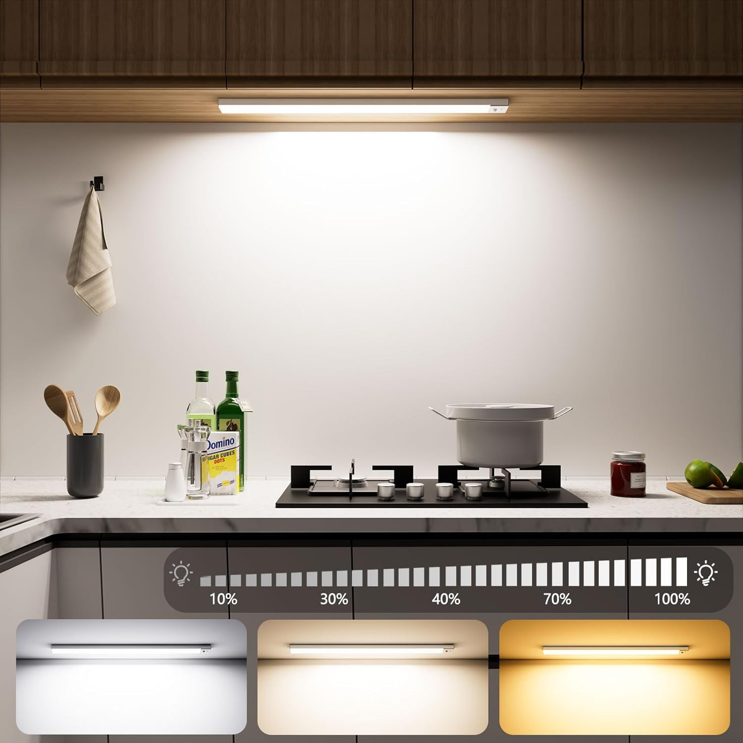 Illuminazione Sottopensile Elegante 43cm: Luce LED Sensore e Dimmer