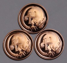 1980, 1981, & 1982  Australia 1c Cent Proof Coins (3) QEII GEM
