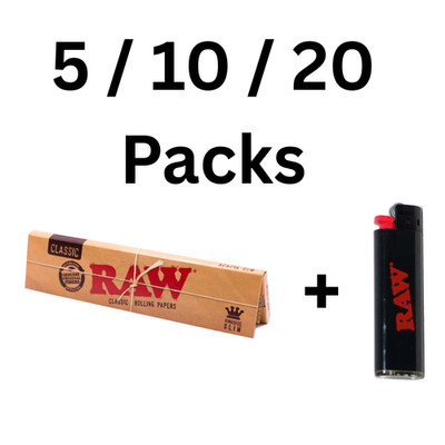 RAW Kingsize Slim Long Papers (32 Blatt/Heft) + gratis RAW Feuerzeug