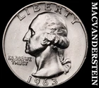 1963-D Silver Washington Quarter - Choice Gem Brilliant Unc  Lustrous  #J7969