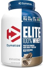 Dymatize Elite 100% Whey Protein Powder, Cookies & Cream, 5 Pound (EXP 4/26)