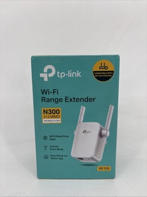 TP-Link RE105 (us) 300Mbps N300 Wi-Fi Range Extender - New In Box Easy Setup