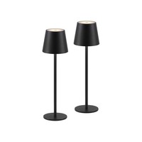 Led Akku Tischlampe Kabellos 2Er Set Tischleuchte Schwarz Touchdimmer Warmweiß