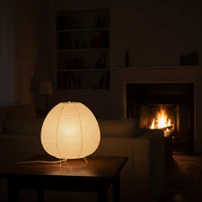 Japanese Washi Paper Lantern Lamp – Japandi Bedside Table Light