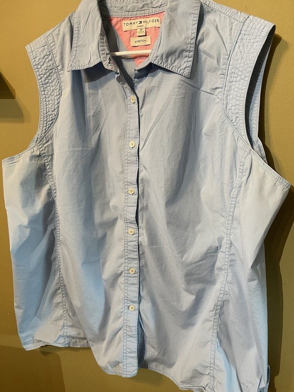 TOMMY HILFGER Women’s Sleeveless Button-Down / Cotton / Size 22 Blue