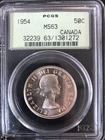 1954 CANADA 50 CENTS PCGS MS 63