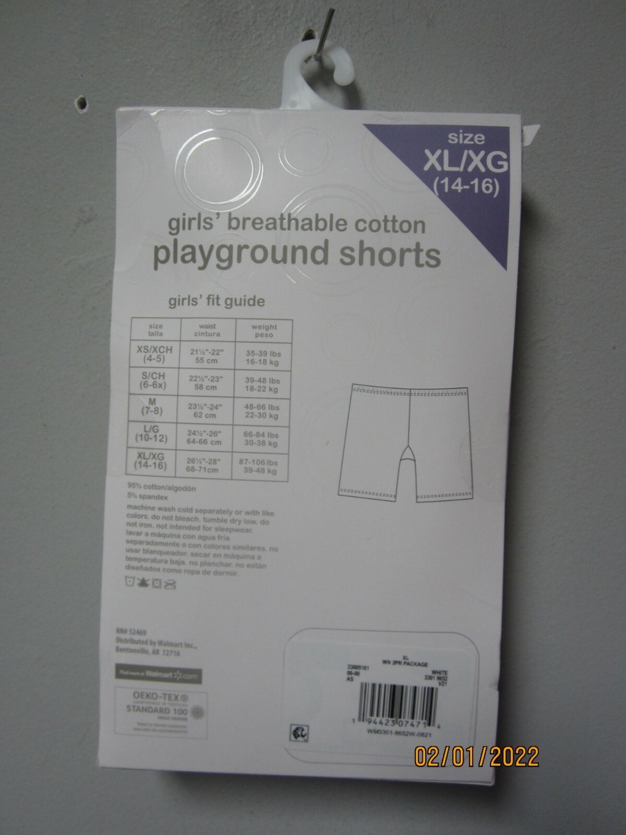all s Wonder Nation Youth Girls' 2-Pack White/Black Playground Shorts