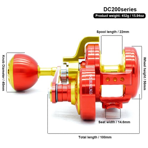 200 Size Lever Drag Fishing Reel 6.3:1 High Speed 9+2 Bearings Right / Left Hand - Imagen 4 de 11