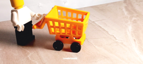 New LEGO Shopping Cart Grocery Basket Wheels Push Cart FOOD Shop Market Store - Afbeelding 1 van 1