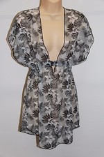 NWT Miken Swim Swimsuit Cover Up Tunic Size S White Grey