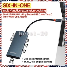 6 in 1 USB-C Hub Multiport Adapter Type-C Devices To HDMI USB2.0 USB3.0-C PD