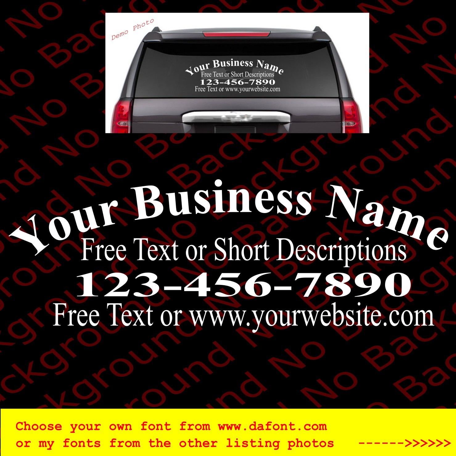 Custom Business Company Name Information Car Truck Back Window Vinyl Decal BS018