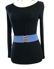 Malco Modes Women's Belt Baby Blue Small VTG Cinch Elastic Stretch Classic Wide