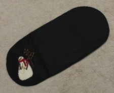 18" Primitive Snowman w/Pocket of Berries & Tree - BLACK Table Runner/Candle Mat