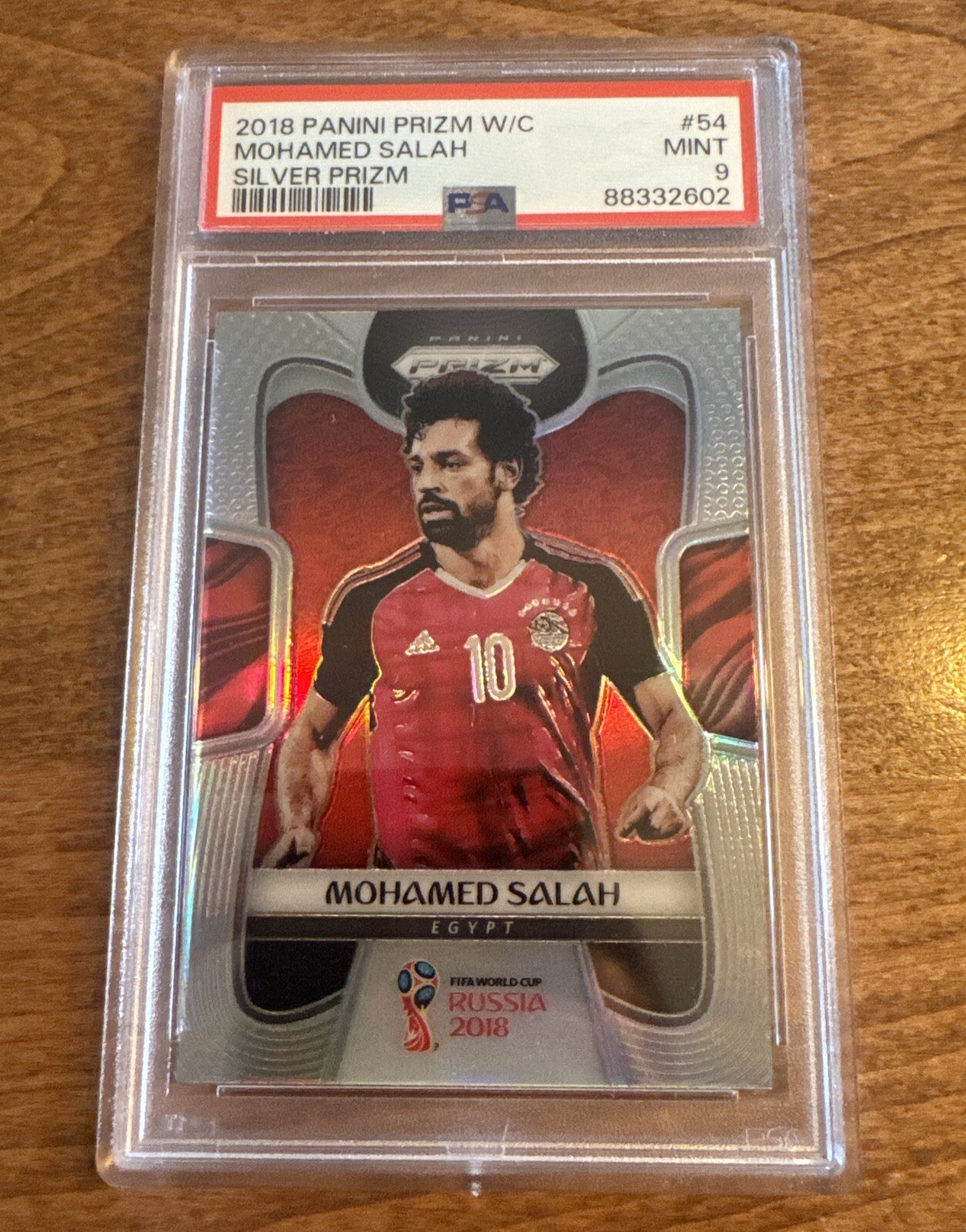 2018 Panini Prizm World Cup Silver Prizm Mohamed Salah #54 PSA 9 MINT
